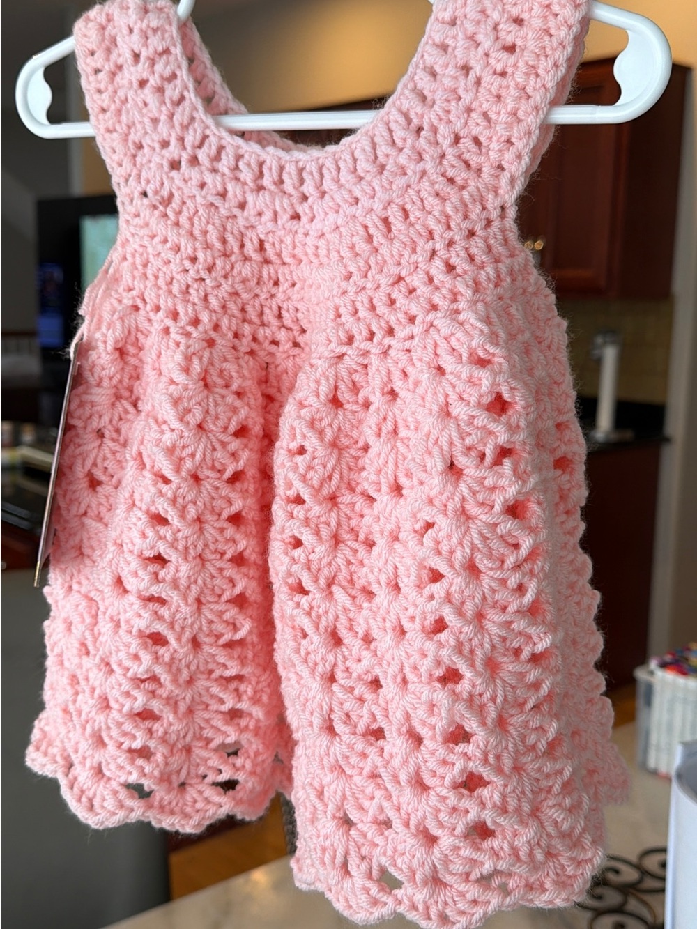 Handmade Pink Crochet Toddler Dress - Soft Knit Sundress
